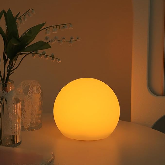 LED Globe Orb Light, 6-in LED Light Ball for Kid, 16 Dimmable Colors & 4 Modes Light Up Ball Mood Lamp w/Remote, Rechargeable Orb Night Lights Waterproof Outdoor Globe Lights for Home/Nursery/Party-Ruum Studio Home