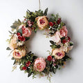 Peony Spring Wreath for Front Door, Handmade Pink Floral Wreath Artificial Spring Garland Wreath for Front Door Wall Wedding Party Home Deco-Ruum Studio Home