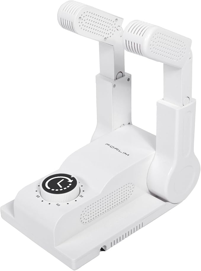 FORLIM Boot Dryer for Work Boots, Shoe Dryer with Heat Blower, Glove Dryer & Boot Warmer - 180° Adjustable Dry Rack - Telescopic Bendable Dry Ports - Intelligent Timer - White-Ruum Studio Home