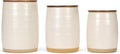 Nat & Jules Lidded Cream 6 inch Ceramic and Wood Kitchen Canisters Set of 3-Ruum Studio Home