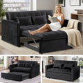 3 in 1 Convertible Sleeper Sofa Bed, Couch with Pull Out Bed with Side Pocket, Convertible Love Seat Sleepers Couch for Living Room, Bedroom, Black-Ruum Studio Home