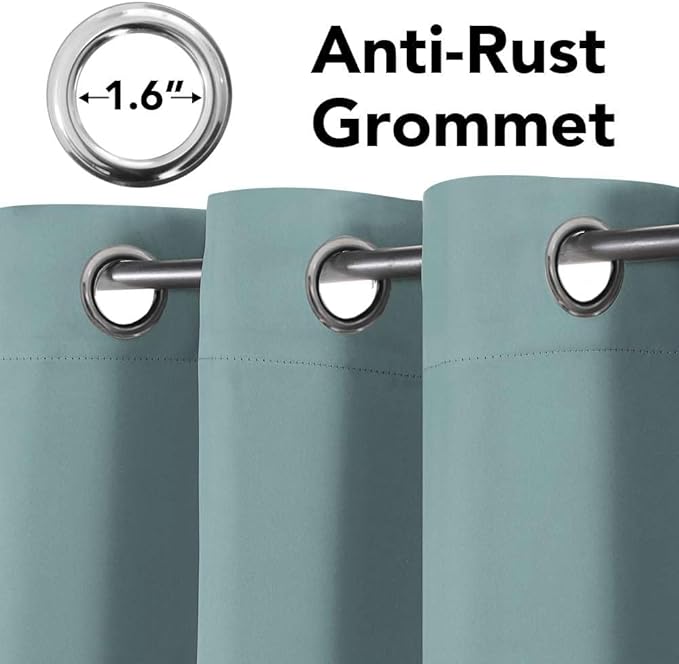 H.VERSAILTEX Ultra Soft Microfiber Thermal Insulated Antique Copper Grommet Blackout Curtains/Window Treatment Draperies 52 by 72 - Inch for Living Room/Bedroom,Set of 2 - Mineral Blue-Ruum Studio Home