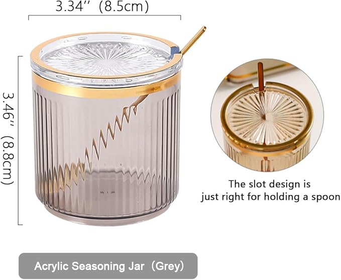 Acrylic Condiment Spice Jars,Condiment Spice Box With Lids and Spoons and Tray,Clear Plastic Condiment Canisters,Seasoning Box 6 Pack,Seasoning Box Set for Kitchen to Storage Salt,Paprika,Sugar-Ruum Studio Home
