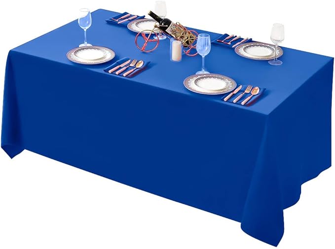 Surmente Blue Tablecloth 90 x 132-inch Rectangular Polyester Table Cloth for Weddings, Banquets, or Restaurants-Ruum Studio Home