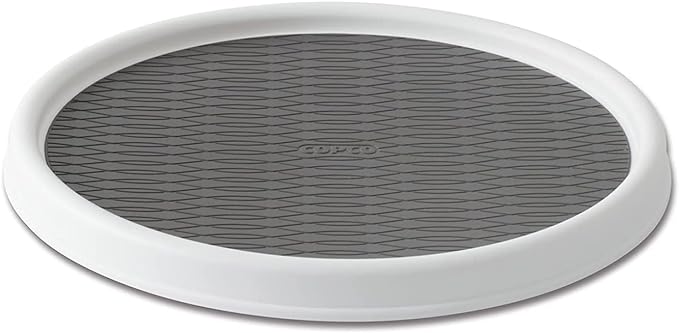 Copco Basics Non-Skid Pantry Cabinet Lazy Susan Turntable, 12-Inch, White/Gray, 1 Count (Pack of 1)-Ruum Studio Home