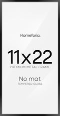 Homeforia 11x22 Black Newspaper Frame, High End Metal 11 x 22 Picture Frame without Mat, 22x11 Thin Black Poster Frames for Wall, 11by22 inches Display Photo Frames, Tempered Glass, Wall Kit, Set of 1-Ruum Studio Home