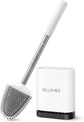Sellemer Toilet Brush and Holder Set for Bathroom, Flexible Toilet Bowl Brush Head with Silicone Bristles, Compact Size for Storage and Organization, Ventilation Slots Base (1 Pack, Multicolor)-Ruum Studio Home