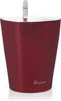 Dexceder 6x7 Self Watering Planter Indoor Outdoor, High Gloss Table Flower Plant Pot with Water Level Indicator (Wine Red)-Ruum Studio Home
