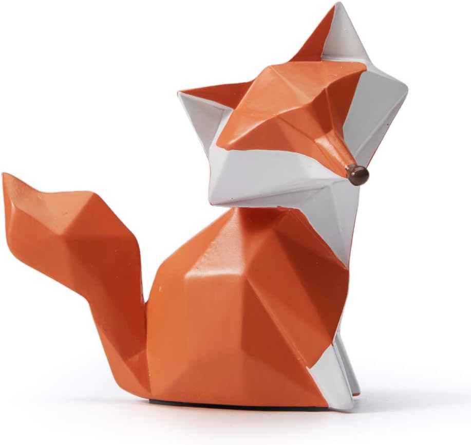 HAUCOZE Fox Figurine Gifts Geometric Sculpture Decor Animal Gifts Statue Polyresin Arts 4.0 inch-Ruum Studio Home