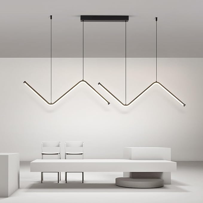 JAYMP Geometric Shaped Modern Chandelier LED Dimmable Pendant Lighting for Dining Room Kitchen Island Cafe Bar Hanging Lamp (Black, 49.2 Inch)-Ruum Studio Home