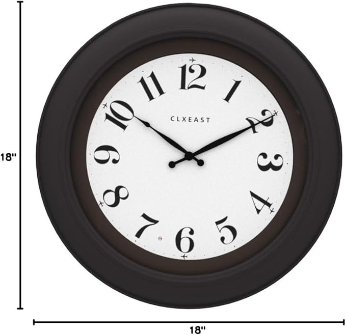 CLXEAST 18 Inch Large Illuminated Wall Clock with AI Smart Night Light Sensor,Modern Farmhouse Wall Clocks for Living Room,Bedroom,Bathroom, Kitchen, Home Office,Oil Rubbed Bronze Black-Ruum Studio Home