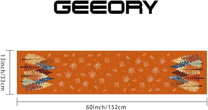 GEEORY Fall Watercolor Trees & Maple Leaves Table Runner 13x60 Inch, Rustic Farmhouse Autumn Thanksgiving Decor for Kitchen, Dining, Indoor/Outdoor Holiday Dinner Party Orange GT158-60-Ruum Studio Home