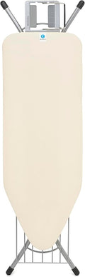 Brabantia Size C Ironing Board (49 x 18in) 7 Height Options, Adjustable Steam Iron Rest Holder & Linen Rack (Ecru) Non-Slip Feet, Anti-Collapse Child Locks-Ruum Studio Home