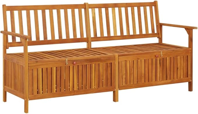 vidaXL Stable Solid Acacia Wood Storage Bench - Weather-Resistant Wooden Patio Furniture with Ample Storage Space & Comfortable Seating-Ruum Studio Home