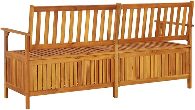 vidaXL Stable Solid Acacia Wood Storage Bench - Weather-Resistant Wooden Patio Furniture with Ample Storage Space & Comfortable Seating-Ruum Studio Home