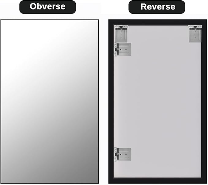 Bathroom Wall Mirror, Decorate Bathroom Mirrors for Wall, Rectangle Modern Bathroom Wall Mounted Mirror Vertical or Horizontal Hanging for Living Room (Black Framed 40’’ x 24’’)-Ruum Studio Home