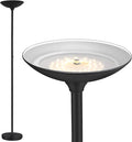 BoostArea Torchiere Floor Lamp, 30W Super Bright LED Standing Lamp, Stepless Dimmable Pole Lamp with 3000K Lighting, Rotary Switch, 70 Inch Tall Metal Modern Floor Lamps for Living Room/Bedroom Black-Ruum Studio Home