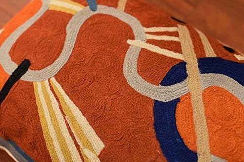 Lumbar Kandinsky Modern Pillow Cover Intuitive Mid Century Chair Cushions Rust Abstract Pillowcase Contemporary Couch Pillowsham Hand Embroidered Cushion Wool Size 14x20-Ruum Studio Home