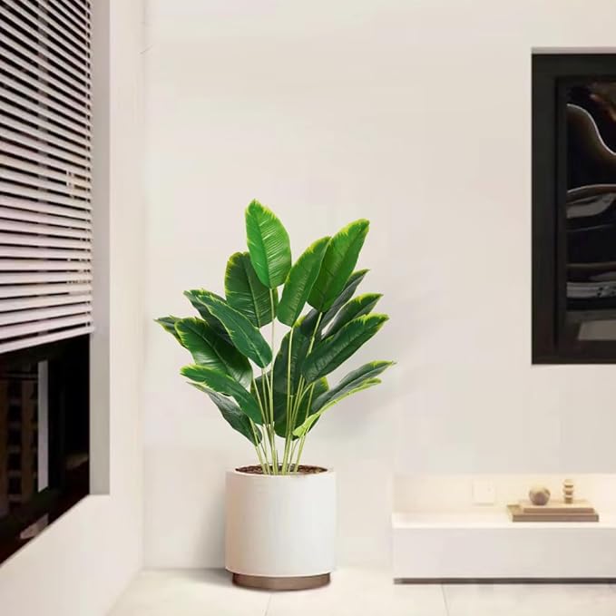 Melorca&Guilla Artificial Plants 2PCS 30“Artificial Bird of Paradise Plants,Faux Banana Tree,Fake Plants Tropical Greenery Shrubs Bushes for Garden Porch Window Box Shop Office Home Décor-Ruum Studio Home