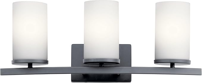 KICHLER 45497BK Crosby Vanity, 3-Light 300 Total Watts, Black-Ruum Studio Home