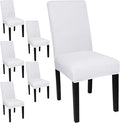 JQinHome 6 Pcs Dining Chair Slipcover,High Stretch Removable Washable Chair Seat Protector Cover for Home Party Hotel Wedding Ceremony (White)-Ruum Studio Home