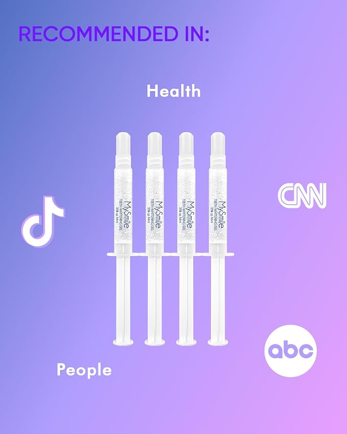 MySmile 4Pcs 35% Non-Sensitive Teeth Whitening Gel Refill Pack Kit for Whitening Teeth - Effective Painless Carbamide Peroxide Enamel Safety Mint Flavor Teeth Whitener(Not Include LED Mouth Tray)-Ruum Studio Home