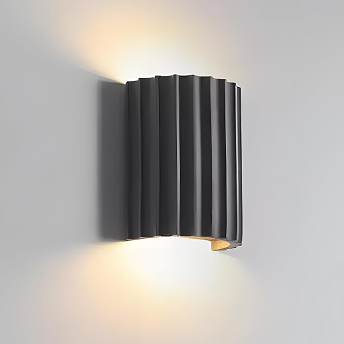 LightInTheBox Modern LED Wall Sconce Minimalist Resin Wall Light Nordic Style Half-Cylinder Tree Root Desgin Up and Down Light for Stairs Hallway Bedroom (Grey)-Ruum Studio Home