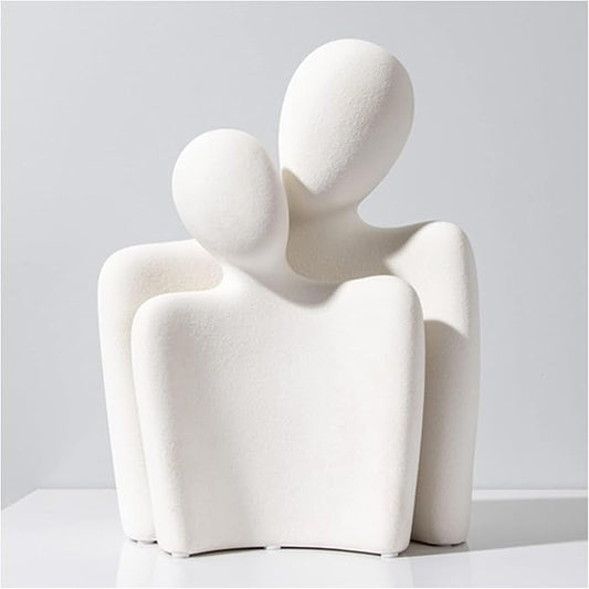 Hugging Couple Statues Ceramic Lover Figurine Characters Coffee Table Decor (White)-Ruum Studio Home