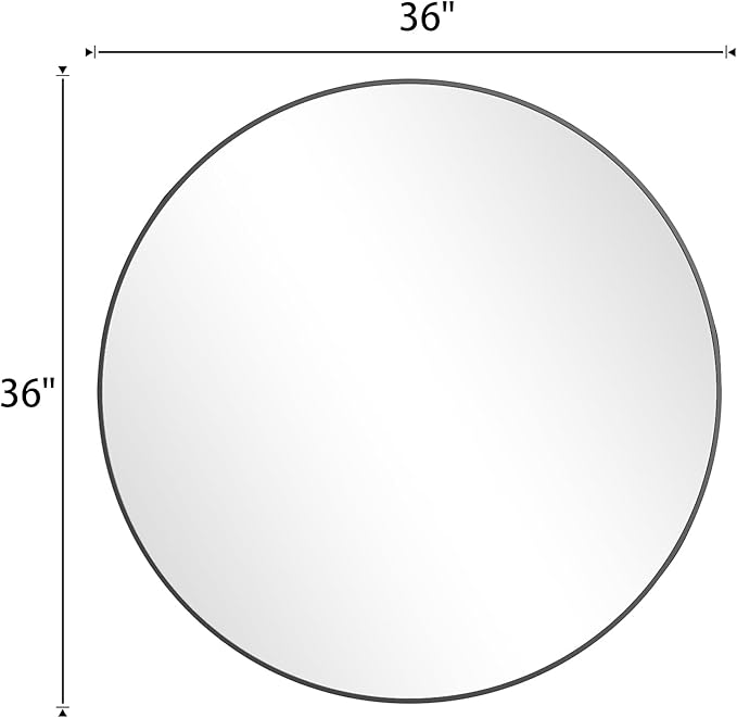 BEAUTYPEAK Circle Mirror Black 36 Inch Wall Mounted Round Mirror with Brushed Metal Frame for Bathroom, Vanity, Living Room, Bedroom, Entryway Wall Decor (Black, 36 Inches)-Ruum Studio Home