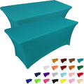 IVAPUPU 2 Pack 6FT Table Cloth for Rectangular Fitted Events Stretch Lake Blue Table Covers Washable Cover Spandex Tablecloth Protector for Party, Wedding, Cocktail, Banquet, Festival-Ruum Studio Home