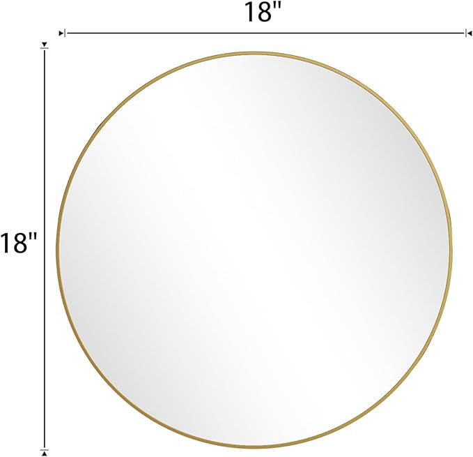 BEAUTYPEAK 18 Inch Round Mirror, Metal Frame Circle Mirror, Wall Mounted for Entryway, Bathroom, Vanity, Living Room, Gold-Ruum Studio Home