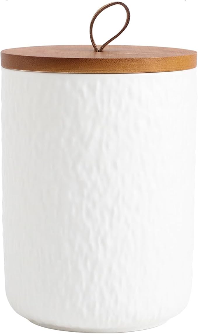 Black White Ceramic Coffee Canister Tea Canister with Seal Wood Lid, Airtight Coffee Storage Container for Coffee Bean, Ground Coffee, Sugar, Cookie Candy jar (White, 800ml)-Ruum Studio Home
