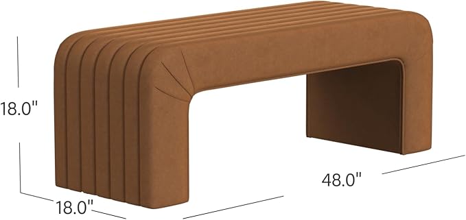Modern Arch Channel Bedroom Bench Ottoman, 48" Entryway Bench and Shoe Rack, Soft Cushion Bench for Bedroom End of Bed, Ottoman Bench for Living Room, Bedroom, Entryway (Beach Rust Velvet)-Ruum Studio Home