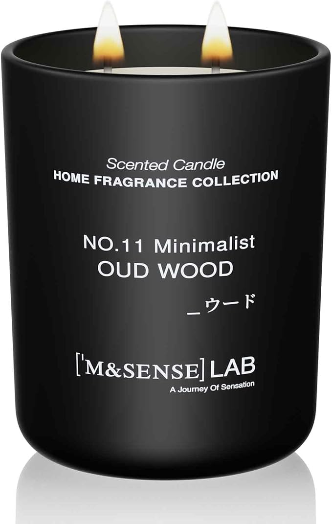 M&SENSE Natural Soy Candle| Oud Wood | 16.6 oz, 95H Burn | Minimalist Scented Candle for Relaxation, Gifting, Home Décor | for Bedroom, Office, Party Large-Ruum Studio Home