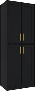 Tall Storage Cabinet with Doors & Shelf for Bathroom, Living Room, Entryway - Black-Ruum Studio Home