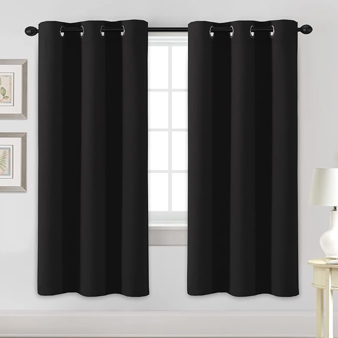 H.VERSAILTEX Blackout Curtains for Bedroom Thermal Insulated Room Darkening Living Room Curtains 72 Inch Long Grommet Privacy Protection Window Curtain Panels/Drapes for Nursery, 2 Panels,Jet Black-Ruum Studio Home