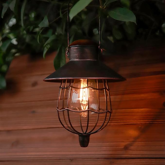 YAKii 6 Pack Solar Lantern Hanging Waterproof Outdoor Metal Solar Lamp with Warm White Light Decorate for Yard Garden Pathway Patio Porch (Antique Copper)-Ruum Studio Home