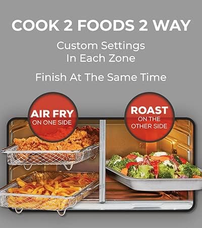 Emeril Lagasse Dual Zone 360 Air Fryer Oven Combo with French Door, 25 QT Extra Large, Cook Two Foods in Different Ways, Up to 60% Faster from Frozen to Finish-Ruum Studio Home