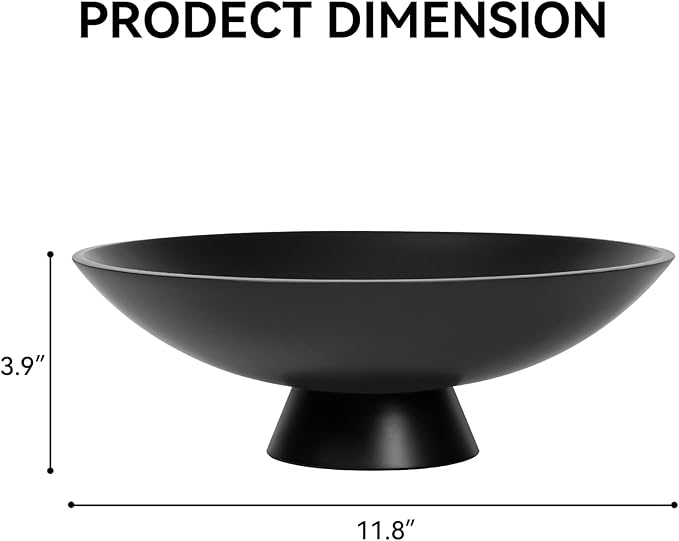Decorative fruit bowl for Home Decor Large Modern Handicraft Key Bowl for Entryway Table Stylish Centerpiece Purse Bowl Pedestal bowl for Kitchen Counter Coffee Table(Artificial Stone Black)-Ruum Studio Home