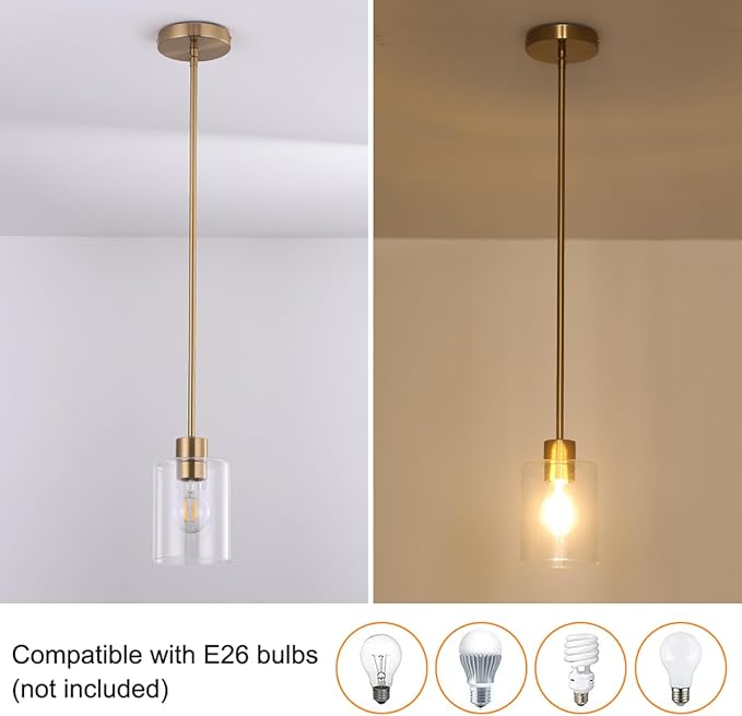 Brass Pendant Lights,Modern Farmhouse Pendant Light,Kitchen Pendant Mini Hanging Light for Sink Island,Adjustable Height,Home Décor Lighting-Ruum Studio Home