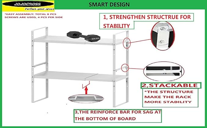 Expandable,Stackable Spice Rack,Seasoning Organizer and Storage,Spices Jar Racks for Cabinet,Countertop, Metal Pantry, Cupboard,Laundry Storages,Heavy Duty(1 Pack/Medium/White)-Ruum Studio Home