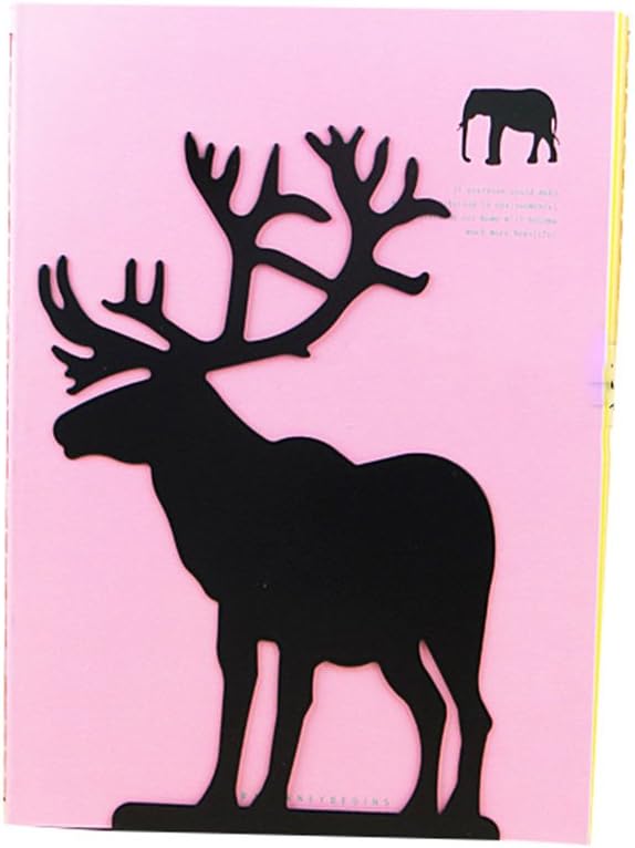 Winterworm Fashion Creative Cartoon Cute Iron Elk Moose Pattern Nonskid Metal Office Desk Bookends (Black)-Ruum Studio Home