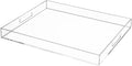 Clear Rectangular 16x20 Inches Acrylic Ottoman Tray Decorative Serving Tray with Cutout Handles Organizer Tray on Coffee Table Countertop Big Breakfast Bed Tray Living Room Appetizer Serving Food-Ruum Studio Home