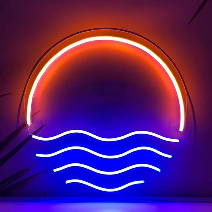 LED Decorative Lights USB Mountains Sunrise Sunset Led Neon Signs Home Decoration Wall Art Holiday Gift Brightness Adjustable 15''x15''-Ruum Studio Home