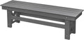 HDPE Outdoor Bench, 55" Patio Bench Outdoor Furniture, Poly Lumber Adirondack Benches, Fade-Resistant HDPE Garden Backless Benches for Park, Poolside, Porch, Smoke Gray-Ruum Studio Home