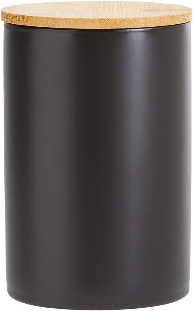 Farmlyn Creek Set of 3 Matte Black Kitchen Canister with Airtight Wooden Bamboo Lids, Kitchen Counter Containers, Food Storage Jars, Ideal for Storing Sugar, Coffee and Other Dry Goods, (3 Sizes)-Ruum Studio Home