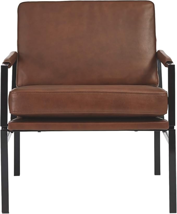 Signature Design by Ashley Puckman Mid-Century Modern Leather Accent Chair, Brown-Ruum Studio Home