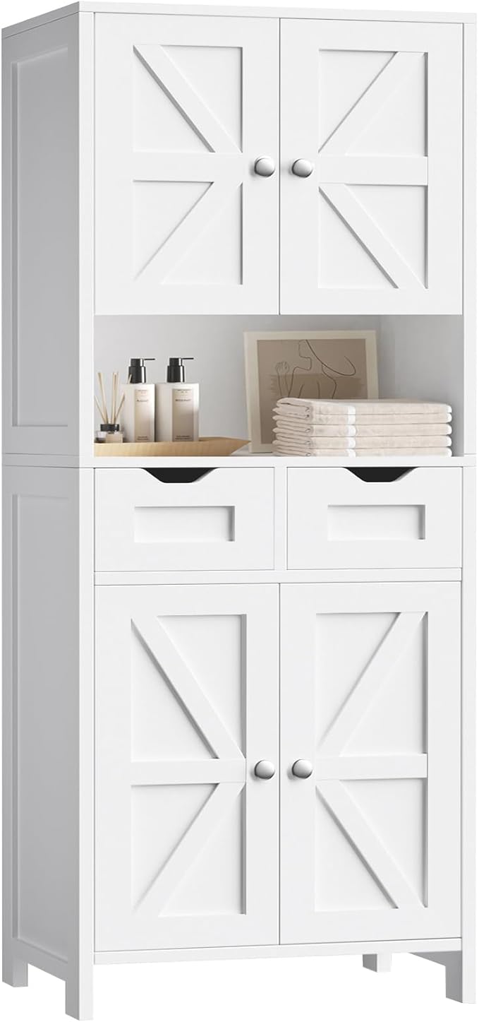 ANWBROAD 67” Bathroom Storage Cabinet Tall Storage Cabinet with Adjustable Shelves and Drawers Freestanding for Bathroom Kitchen Pantry Living Room Cabinet USBC002W-Ruum Studio Home