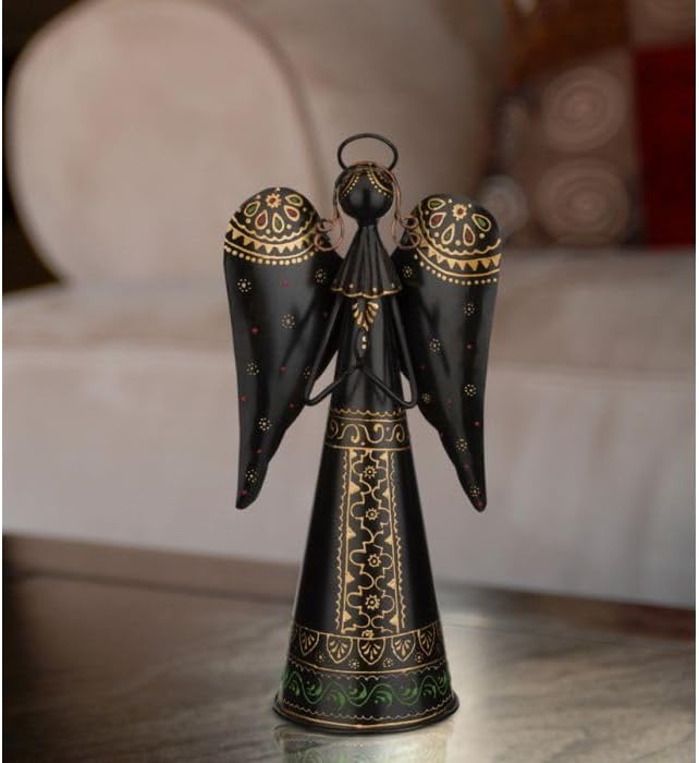 Regal Art & Gift Angel Statue - Metal Indoor/Outdoor Garden Statue Deals, Elegant Garden Decor, Beautiful Gifts for Women, Exquisite Angel Statues for Garden, 16-Inch, Black/Gold-Ruum Studio Home