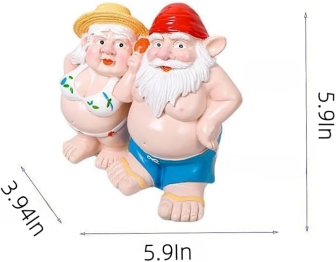 Women Man Double Gnomes Statue, Durable Resin Miniature Garden Gnome Decoration for Indoor Outdoor Decor, Gnome Ornament for House Yard Lawn Terrace Housewarming Halloween Garden Style Decor (A-01)-Ruum Studio Home